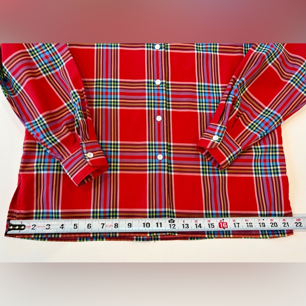 Foxcroft New Wrinkle Free Red and Blue Plaid Button Down Shirt Women’s Size 10 - Picture 2 of 10